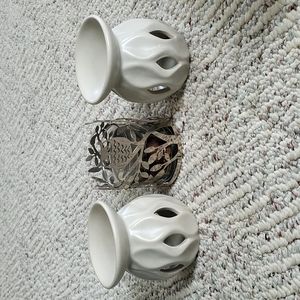 Set of three candle holder & tee light holders.bath&body works candle included.